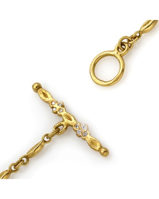 Rose Quartz and Diamond Necklace in Gold